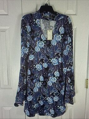 Women’s Navy Blue Floral Paisley Midi Dress